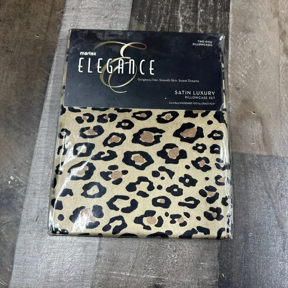 Martex‎ Elegance King Set Of 2 Pillowcases Cheetah VTG 90s New Animal Satin